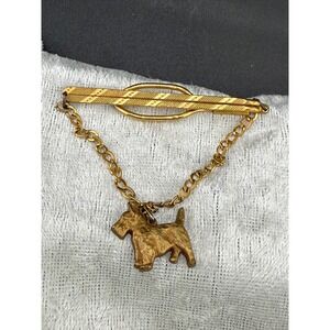 Vintage Dog Hickok‎ Tie Bar Gold Tone Scottie